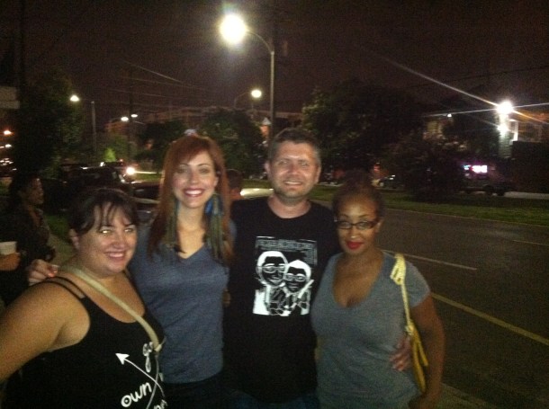 With some old friends in New Orleans. Ashley drove in from Baton Rouge, Azu came straight from her Megabus, and Eritria happened to know half of the comedy-people there. All are producing cool stuff in very different ways; click the links on their names for more info.