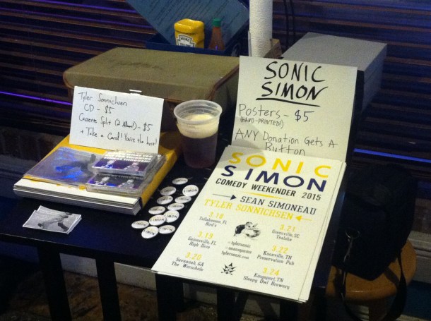 Merch table. Tallahassee, 3.18.15